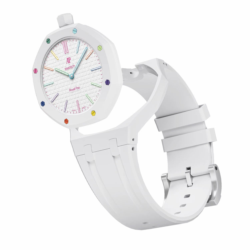 Bracelet en caoutchouc pour AP x Swatch Royal Pop Blanc