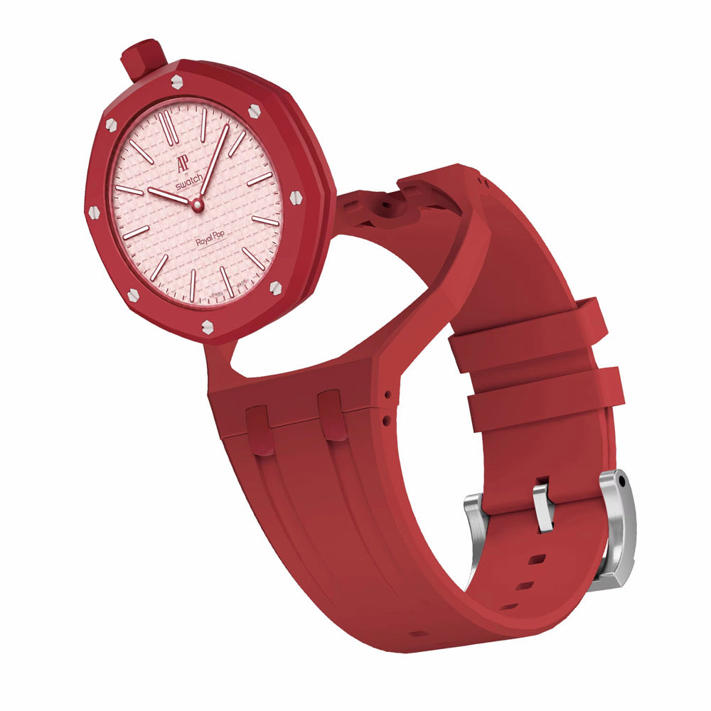 Bracelet en caoutchouc pour AP x Swatch Royal Pop rouge