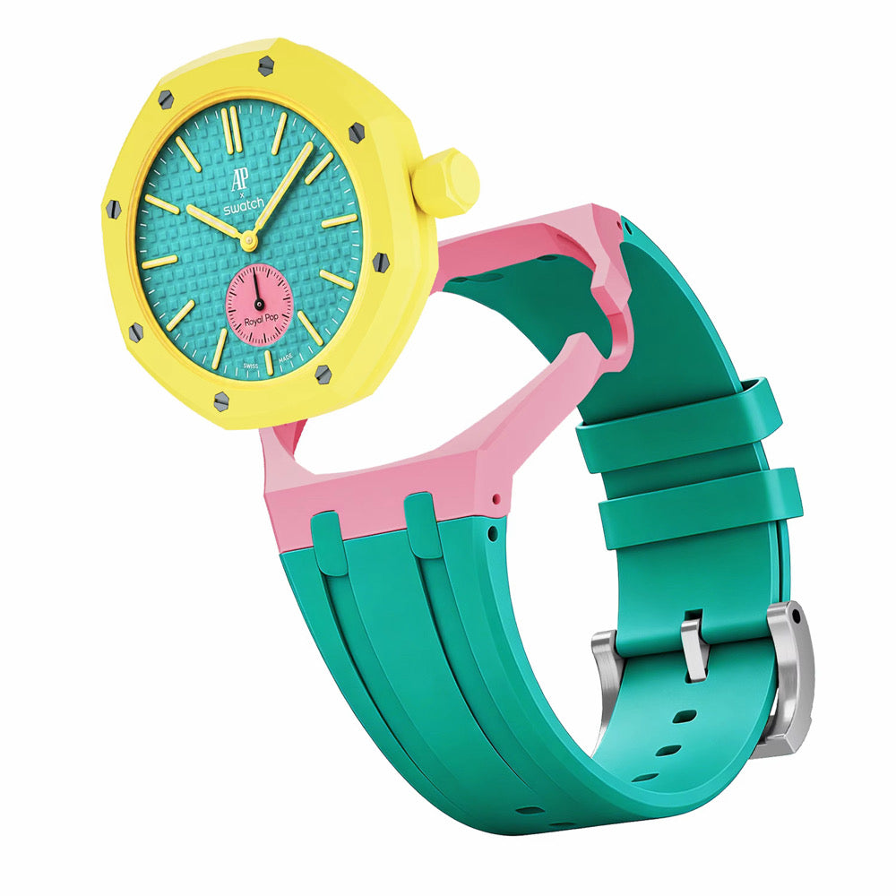 Bracelet en caoutchouc pour AP x Swatch Royal Pop vert/rose