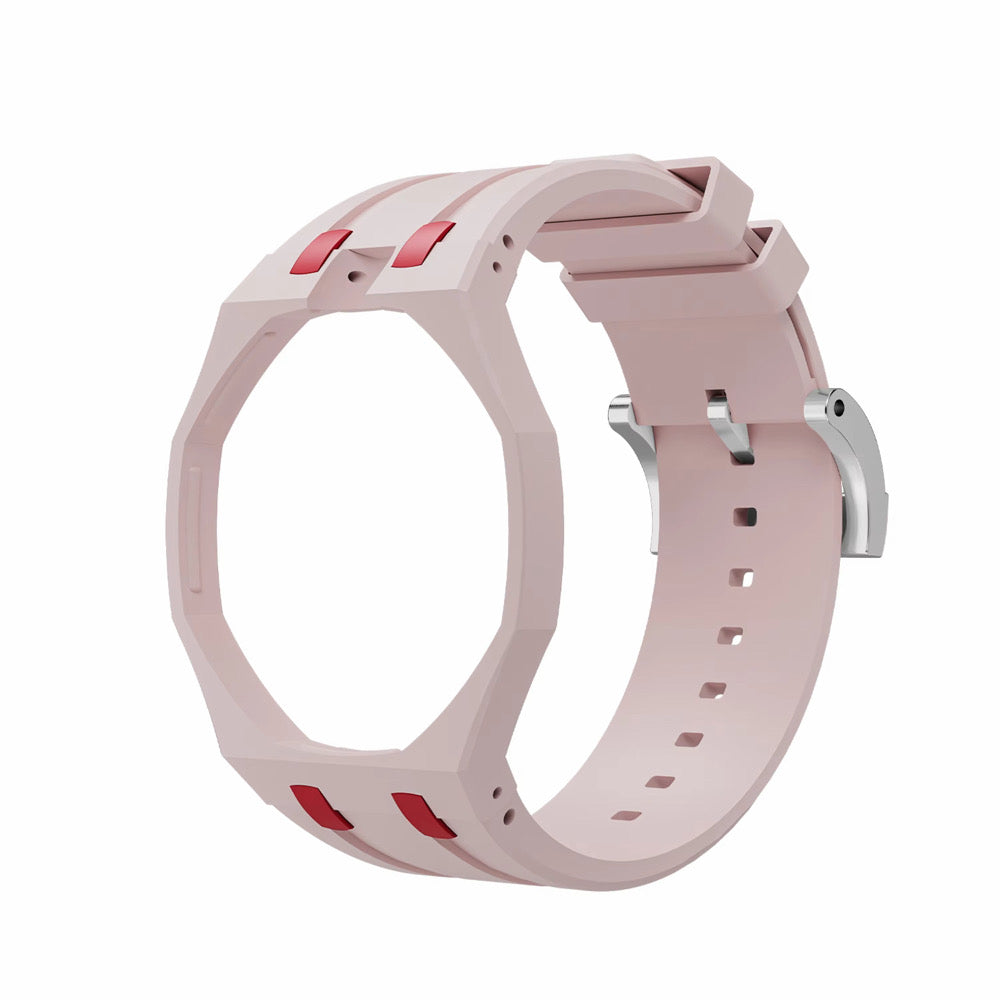 Bracelet en caoutchouc pour AP x Swatch Royal Pop rose blanc/avec accent de rouge