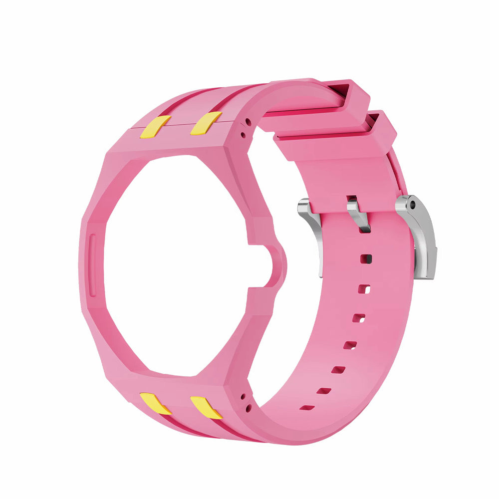 Bracelet en caoutchouc pour AP x Swatch Royal Pop Rose/accent jaune